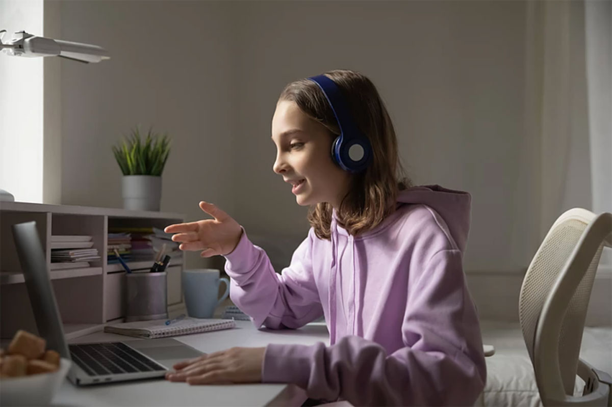 child on video call