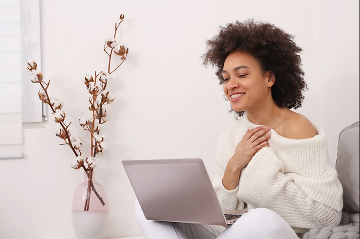 woman working on laptop