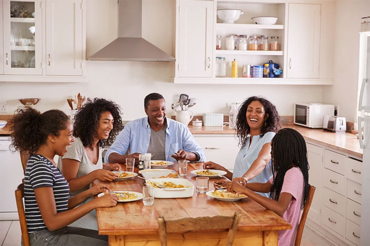 family at kitchen table
